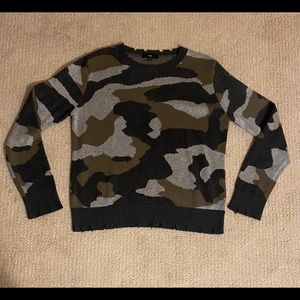 Camo distressed sweater